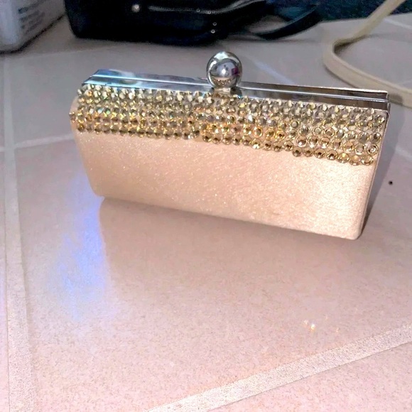 STUNNING BIJOUX TERNER VINTAGE CHAMPAGNE RHINSTONE MINI CLUTCH - Picture 1 of 16